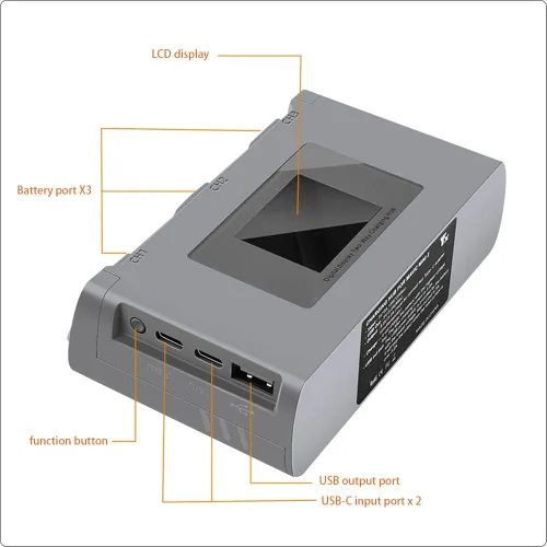 Vista 5 de Hub de carga de batería bidireccional para DJI Mavic Mini 2 Mavic Mini SE Drone cargador de batería, carga 3 baterías, pantalla digital LCD