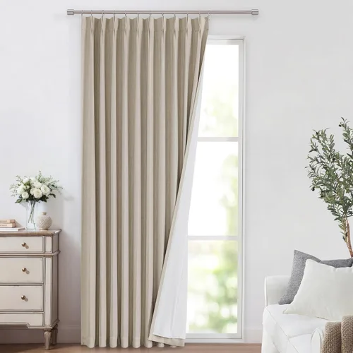 Vista 55 de Vision Home Cortinas marrones con pliegues pinzados, opacas completas, cortinas de ventana de lino mezclado para oscurecer la habitación, cortinas