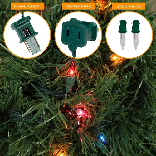 Vista 5 de WATERGLIDE Guirnalda Verde de Navidad Iluminada de 49 Pies con 100 Luces de Cadena Multicolor, Guirnaldas de Vegetación Artificial Largas