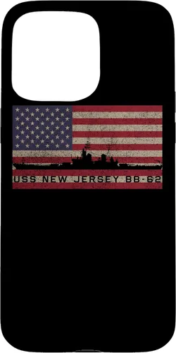Vista 27 de Funda para iPhone 12 Pro Max USS New Jersey BB-62 WW2 de la bandera estadounidense de EE.UU.
