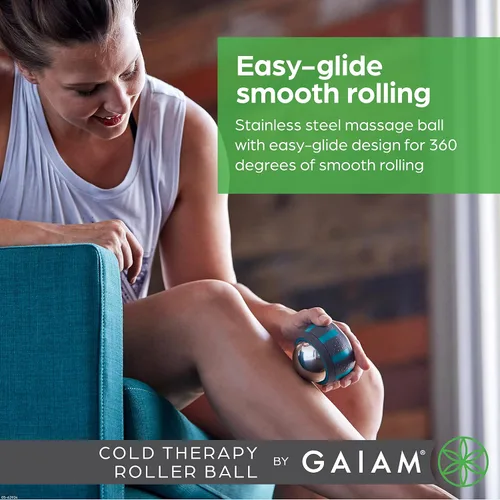 Vista 4 de Gaiam Restore Rodillo Masajeador (Terapia en Frío), Rodillo Muscular Ergonómico de 360° de Fácil Deslizamiento para Alivio de Todo el Cuerpo, Diseño