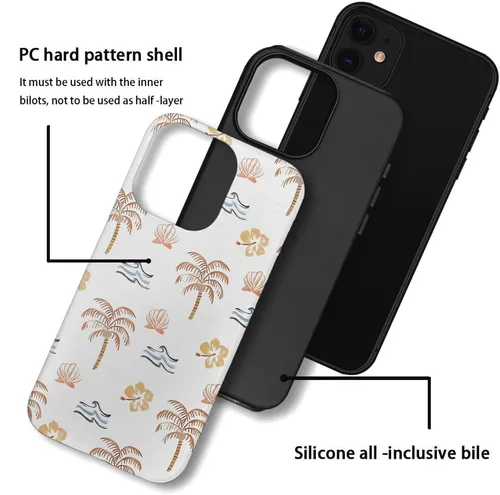 Vista 3 de Funda compatible con iPhone 11, resistente a arañazos, funda híbrida de 2 capas con carcasa dura, diseño de cocoteros de playa de verano