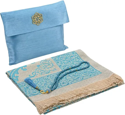 Vista 12 de ihvan online Alfombra de oración musulmana con 99 cuentas Tasbih y bolsa de viaje, tafetán suave sajadah, ligero y plegable, tapete de oración Negro