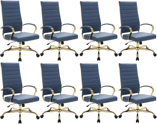 Vista 31 de LeisureMod Silla de oficina moderna de cuero con respaldo alto, silla de escritorio ejecutiva giratoria y ajustable con marco dorado, diseño Blanco