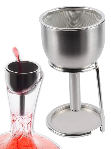 Vista 6 de Embudo de acero 3 en 1 con colador (ducha de vino + aireador + filtro) – Mejora el vino y limpia los residuos