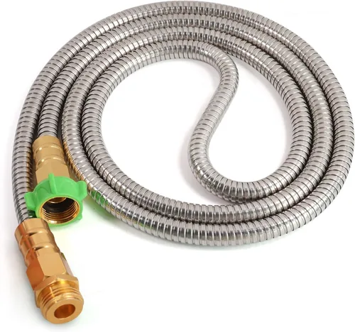 Vista 11 de Manguera de Jardín Corta de Metal de 1 Pie - Manguera de Agua Flexible de Acero Inoxidable Conector - Manguera Pequeña Liviana con Conexiones