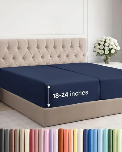 Vista 156 de Sábana bajera ajustable extra profunda Twin XL – Sábana bajera individual de lujo de hotel solamente – Se adapta fácilmente a colchones de 18 a 24