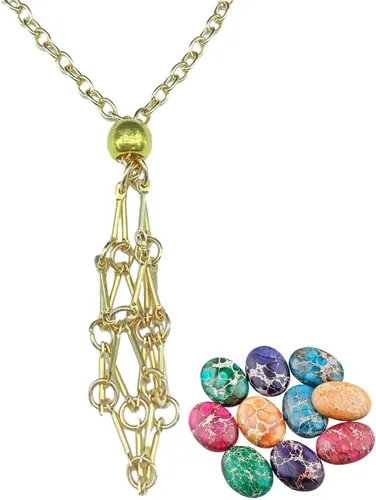 Vista 5 de Crystal Holder Necklace, Stainless Steel Crystals Stone Cage, Durable Empty Crystal Holder Necklace, Necklace Cage with Original Ecological Retro