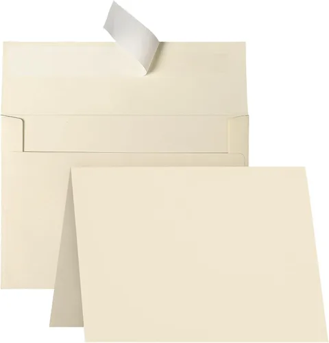 Vista 13 de Goefun Tarjetas y sobres de papel kraft marrón de 5 x 7 pulgadas, sobres A7 autosellados con cartulina marrón plegada de 5 x 7 pulgadas, paquete