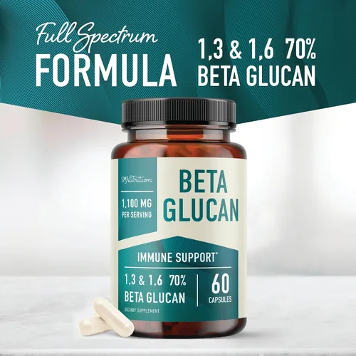 Vista 3 de Suplemento beta glucano de 1100 mg para apoyo a la inmunidad, la piel y el intestino Fórmula extra fuerte 1,3D y 1,6 beta-glucanos 85%