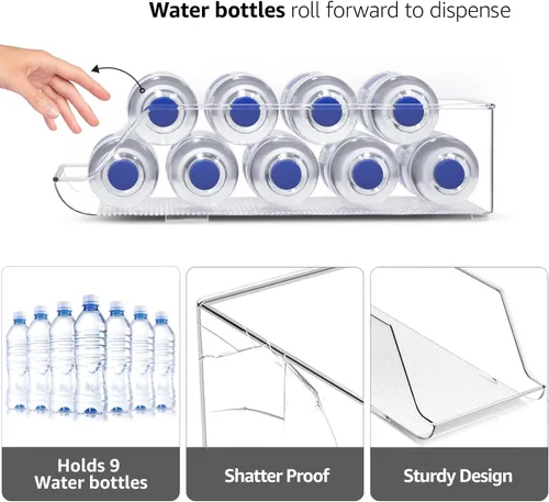 Vista 5 de Sorbus Paquete de 2 organizadores de botellas de agua y latas, soporte para bebidas para refrigerador, despensa, almacenamiento y organización