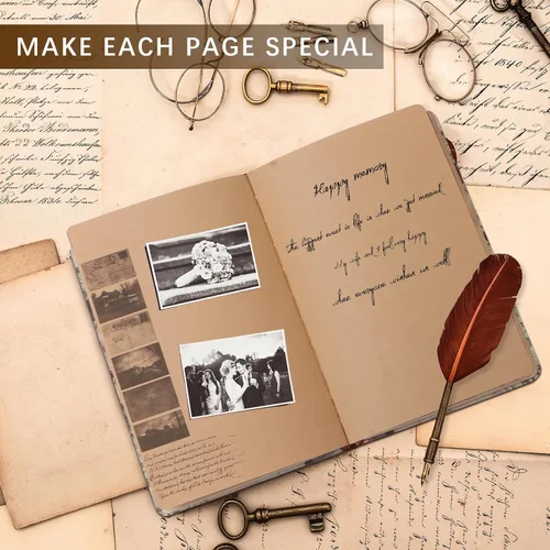 Vista 8 de SaFeHoM 212 Pcs DIY Vintage Journal Set for Women Gifts Scrapbook Diary Supplies including Aesthetic Journals, Scrapbook Paper, Washi Stickers