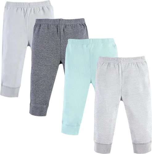 Vista 9 de Luvable Friends Pantalones de algodón para bebé niño Rayas negras paquete de 4