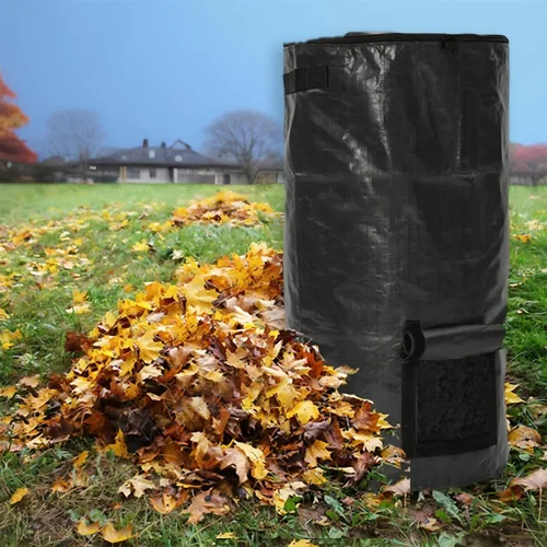 Vista 5 de Bolsas de compost de 34 galones, bolsas de compost de jardín reutilizables al aire libre, desechos orgánicos, bolsa de compostaje para jardín