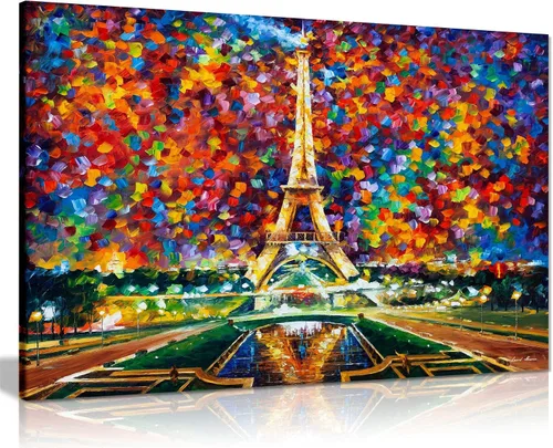 Vista 7 de Pareja bajo un paraguas por Leonid Afremov - Lienzo decorativo para pared (12 x 8 pulgadas)