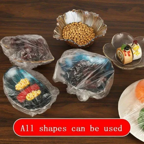 Vista 3 de Yeahgoshopping Cubierta de plástico desechable reutilizable para alimentos, fácil con tapas elásticas de cocina, cuencos también se utilizan como