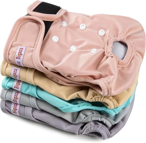 Vista 8 de Pañales lavables y reutilizables para perritos (5 unidades) para perritos, pequeños, medianos y grandes, para cachorros y perritos, bragas