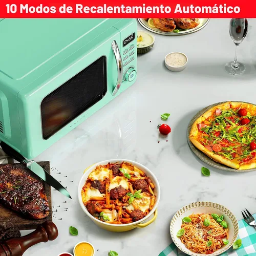 Vista 3 de Galanz - Horno microondas retro GLCMKZ09GNR09, funciones de cocción y recalentamiento automáticos, descongelación e inicio rápido, fácil limpieza