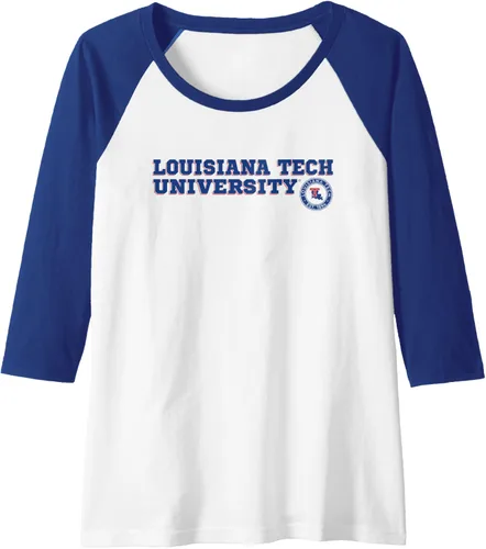 Vista 4 de Louisiana Tech Bulldogs - Camiseta de béisbol raglán con texto en bloque, Negro