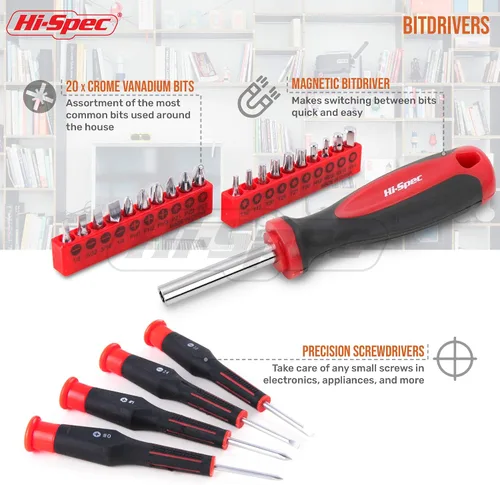 Vista 3 de Hi-Spec Juego completo de herramientas para el hogar de 49 piezas en una caja de herramientas portátil. Herramientas esenciales de reparación