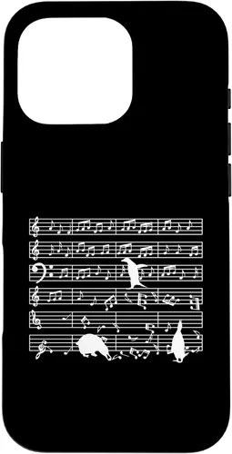 Vista 20 de iPhone 16 Notas musicales con pingüino en partitura musical - Estuche para profesor de música