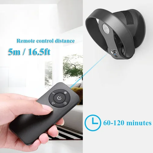 Vista 4 de Ventilador de pared sin hojas de 14 pulgadas con control remoto/temporizador, ventilador sin aspas montado en la pared/ventilador de escritorio, 7