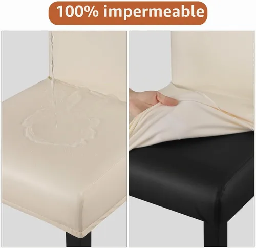 Vista 4 de YISUN - Fundas para taburete de bar, mezcla de forro polar elástico y poliéster, lavables y removibles, para taburete de bar y silla alta, con Beige