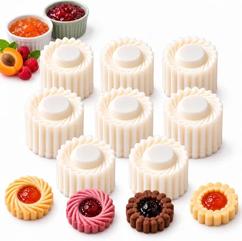 Vista 10 de Prensa de molde Mooncake 2 en 1, moldeador de galletas y pastelería ABS de 4 pzas
