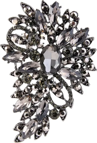 Vista 16 de EVER FAITH - Broche para mujer, con diseño de flores y hojas de cristales austriacos, ideal para bodas Color aguamarina con verde