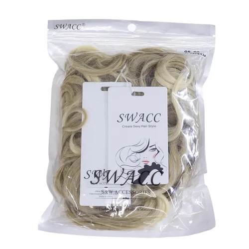 Vista 7 de SWACC Extensión de Moño de Cabello Rizado Corto y Desordenado, Peines de Cabello Fáciles de Estirar, Extensión de Cola de Caballo con Clip, Coletero