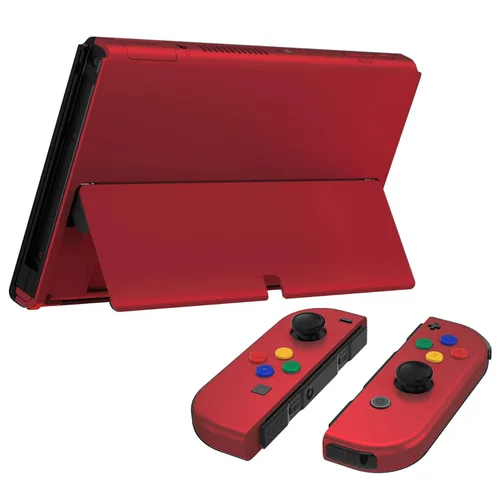 Vista 7 de eXtremeRate DIY Full Set Shell Buttons for Nintendo Switch OLED, Soft Touch Replacement Console Back Plate & Kickstand, Custom Case Housing for