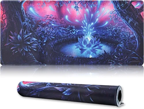Vista 7 de Alfombrilla de mouse grande para juegos con bordes cosidos, [35.4 x 15.7 pulgadas] alfombrilla de mouse extendida con base de goma natural