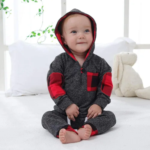 Vista 4 de SANMIO Conjunto de sudadera con capucha para niños y niñas, sudadera clásica a cuadros + pantalones