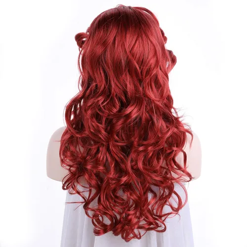 Vista 3 de Onedor HairWiz - Pelucas de cabello sintético rizado y ondulado para mujer, para cosplay (sirena roja (adulto))