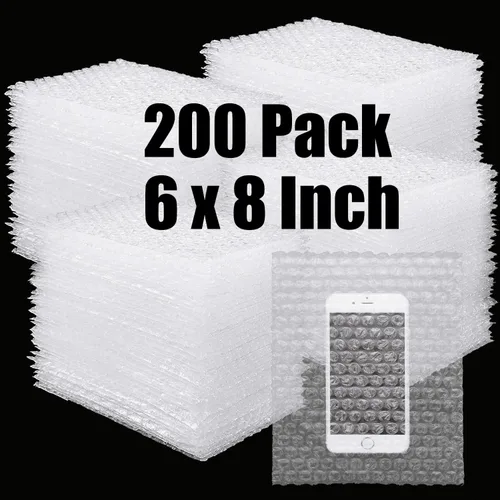 Vista 7 de 200 Piezas Bolsas de Burbujas Transparentes de 4x8 pulgadas, Bolsas Protectoras de Burbujas de Doble Pared Corte al Ras Engrosadas a Prueba