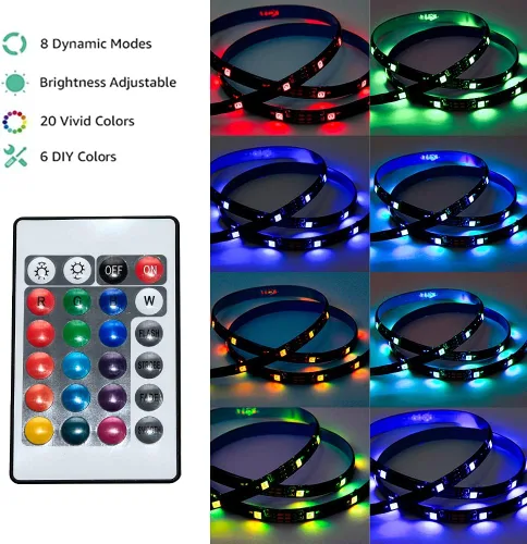 Vista 7 de KUMQUAT Tira de luces LED RGB retroiluminación para TV, 5 V, USB, multicolor, tiras de luz LED de 6.56 pies/6.6 ft, kit de tira que cambia