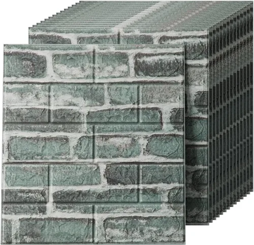 Vista 10 de Paneles de pared 3D para despegar y pegar en piedra negra y gris, 10 piezas de papel tapiz 3D de espuma XPE, paneles de pared de ladrillo sintético