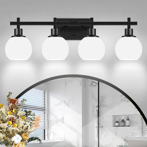 Vista 9 de Dpyrrhic Accesorios de Iluminación de Baño de 2 Luces Negro Sobre Espejo, Accesorios de Iluminación de Tocador Modernos, Luz de Tocador de Baño