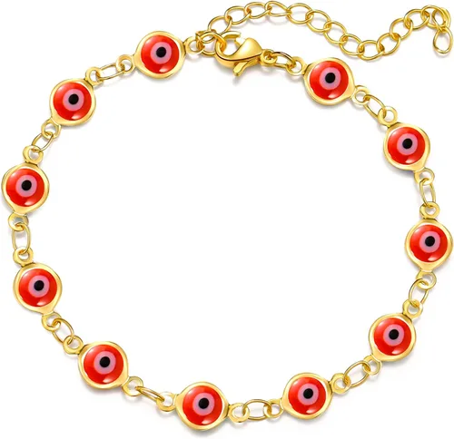 Vista 20 de choice of all Pulseras contra el mal de ojo azul, joyería Ojo Hamsa, delicadas pulseras de eslabones dorados para mujer, protección turca