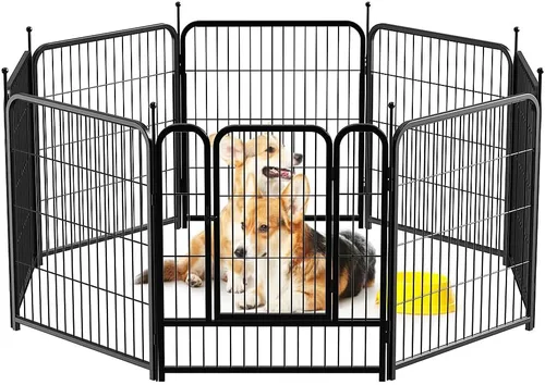 Vista 10 de PawGiant Parque Vallado para Perros 24"/32"/40" Interior Exterior para Perros Pequeños/Medianos/Grandes, Puerta de Cercado de Ejercicio de Metal