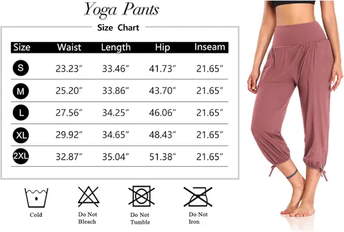 Vista 6 de DIBAOLONG - Pantalones de yoga para mujer, pantalones capri sueltos para entrenamiento, pantalones deportivos cómodos con bolsillos