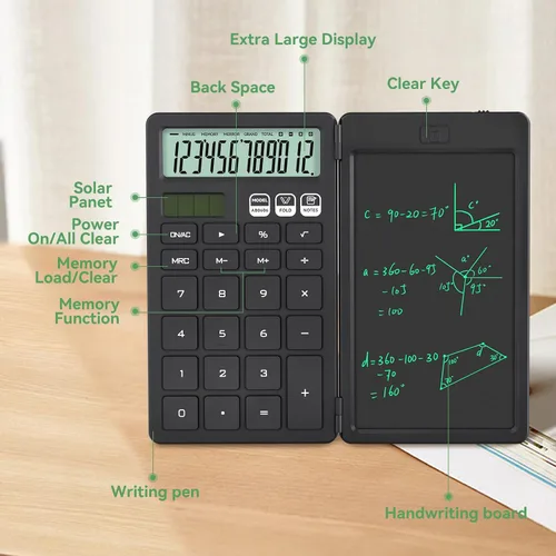 Vista 3 de Calculadora de Escritorio con Bloc de Notas LCD Borrable Calculadoras ROATEE Calculadoras Básicas de Escritorio para Escuela Secundaria Calculadora