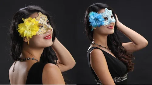 Vista 5 de Máscaras venecianas de media mascarada, accesorio de fiesta, 8