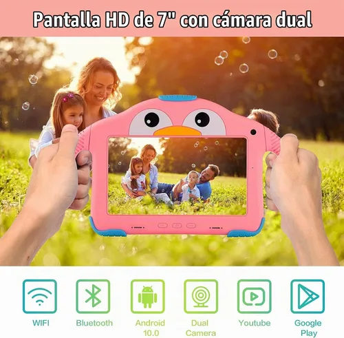 Vista 6 de Tableta para niños de 7 pulgadas para niños de 3 a 7 y 32 GB con funda WiFi Youtube Control parental, tabletas Android para niños pequeños Software