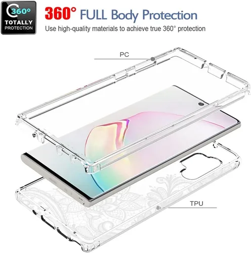 Vista 3 de Funda para Galaxy Note 10 Plus/Note 10+ 5G N975U con protector de pantalla de vidrio templado, funda protectora de cuerpo completo