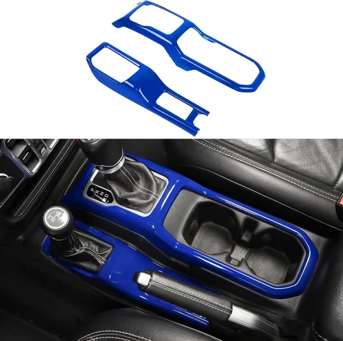 Vista 3 de Consola Central 4WD Panel de Cambio de Marchas y Portavasos para 2018-2024+ Jeep Wrangler JL JLU Gladiator JT (Azul)