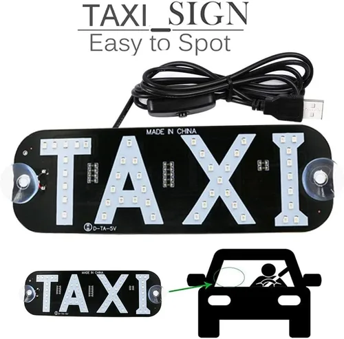 Vista 3 de YSY 1 juego de decoración de letrero LED de taxi, nuevo modelo de taxi con gancho intermitente de taxi intercambiable por USB en la ventana del Verde