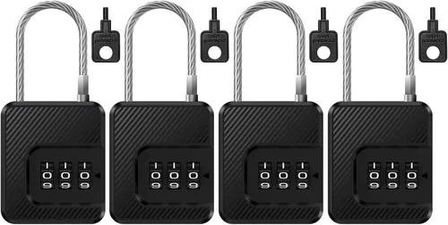 Vista 9 de Candado de cable de combinación de 3 dígitos, candado de seguridad con cable de acero flexible, diales de fácil lectura e indicador de inspección