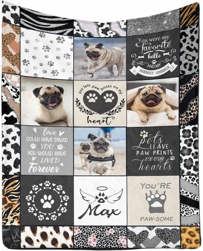 Vista 13 de InterestPrint Manta de perro personalizada en memoria amorosa de la pérdida con imágenes y nombre, regalo personalizado de recuerdo de condolencias