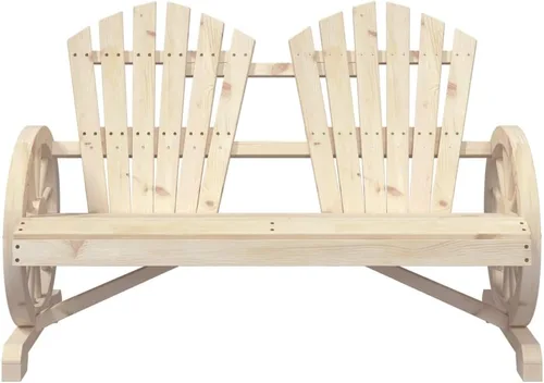 Vista 4 de Garden Adirondack Chair, 2-Seater Solid Fir Wood, Natural Brown Finish, Ergonomic Outdoor Patio Seating, Balcony Furniture